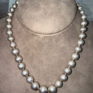 Sterling Silver Beaded Necklace vintage 16”.5 long 24g
